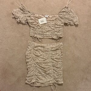 Le Lis Light Pink and Cream Floral Skirt Set